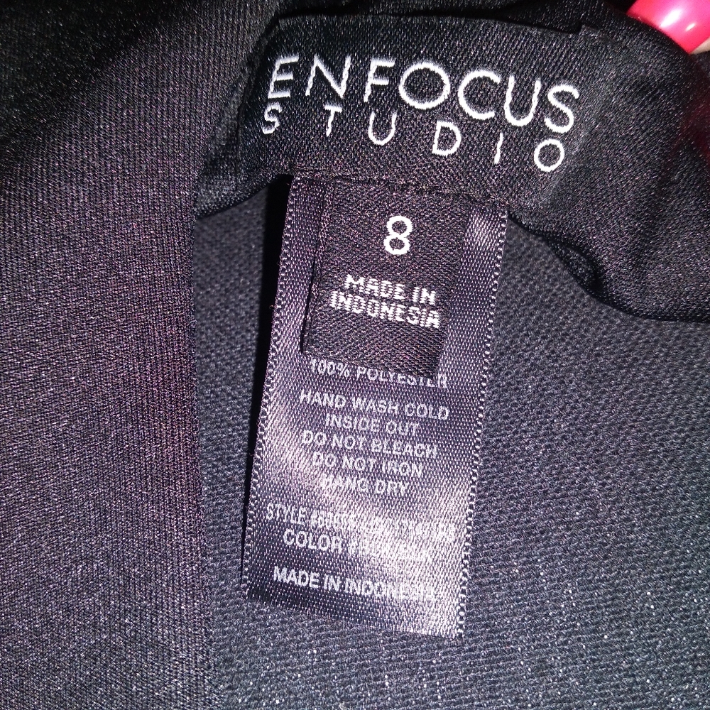 Enfocus Studio Black Midi Short Sleeve Dress with Embellished Neckline- Size 8 - Picture 11 of 12